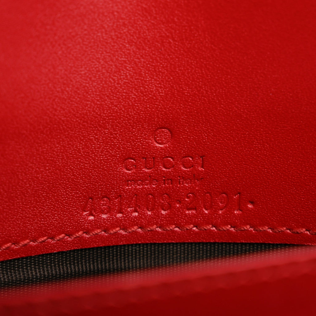 Gucci Guccissima Signature Bowy Chain Wallet Hibiscus Red