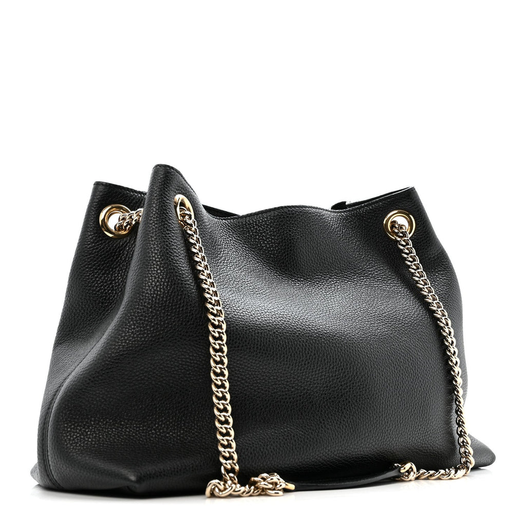 Gucci Pebbled Calfskin Medium Soho Chain Shoulder Bag Black