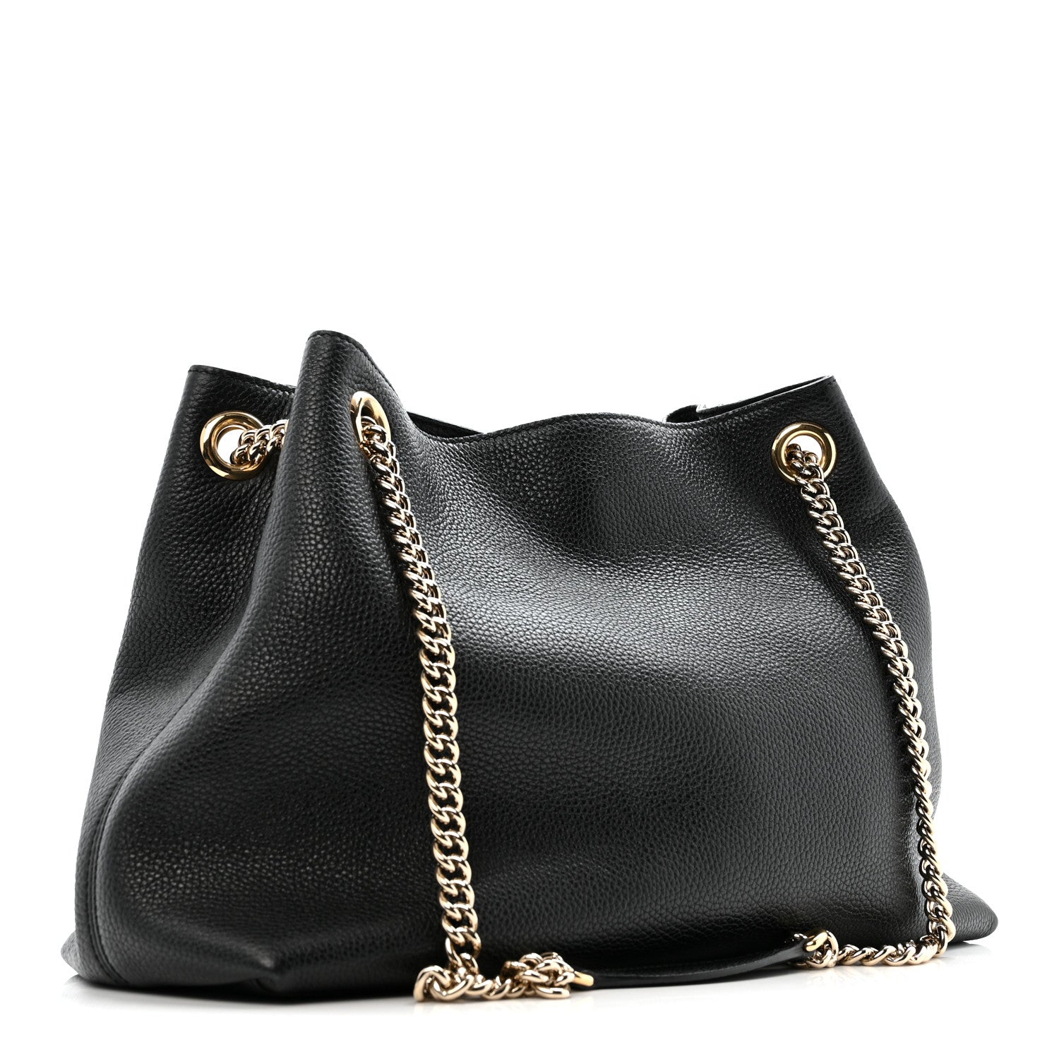 Gucci Pebbled Calfskin Medium Soho Chain Shoulder Bag Black