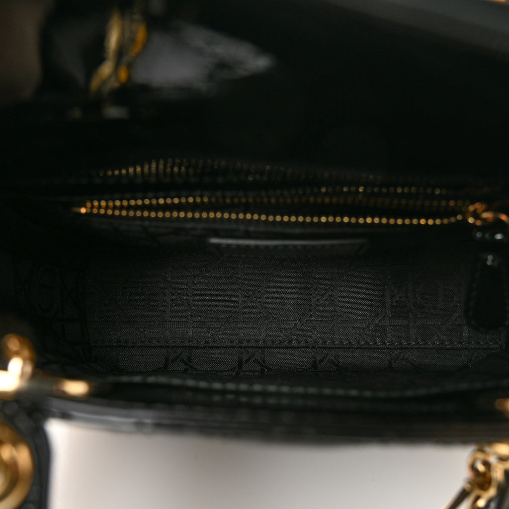 Christian Dior Patent Cannage Mini Lady Dior Black