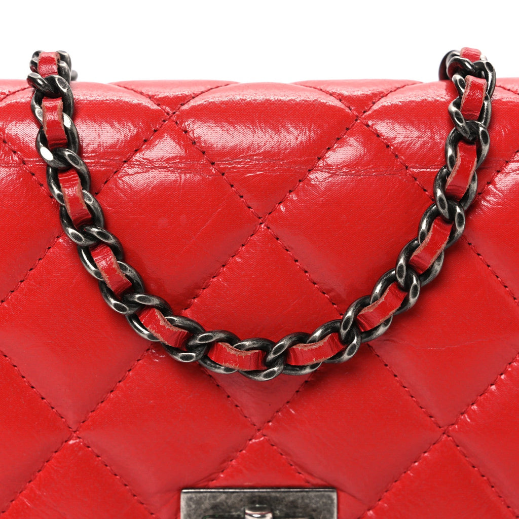 Chanel Glazed Calfskin Quilted Reissue Wallet On Chain WOC Red