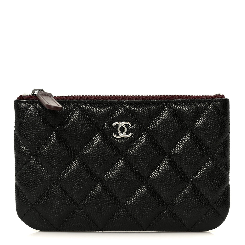 Caviar Quilted Small Cosmetic Case Black