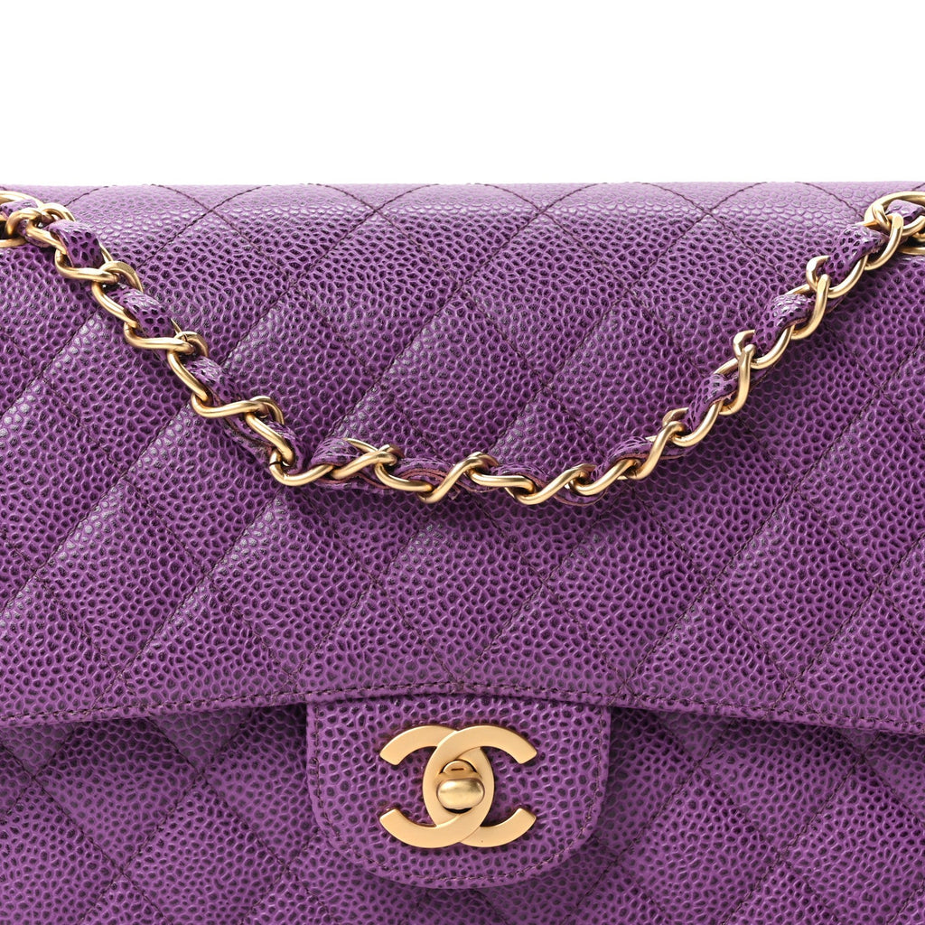 Chanel Caviar Quilted Medium Double Flap Purple