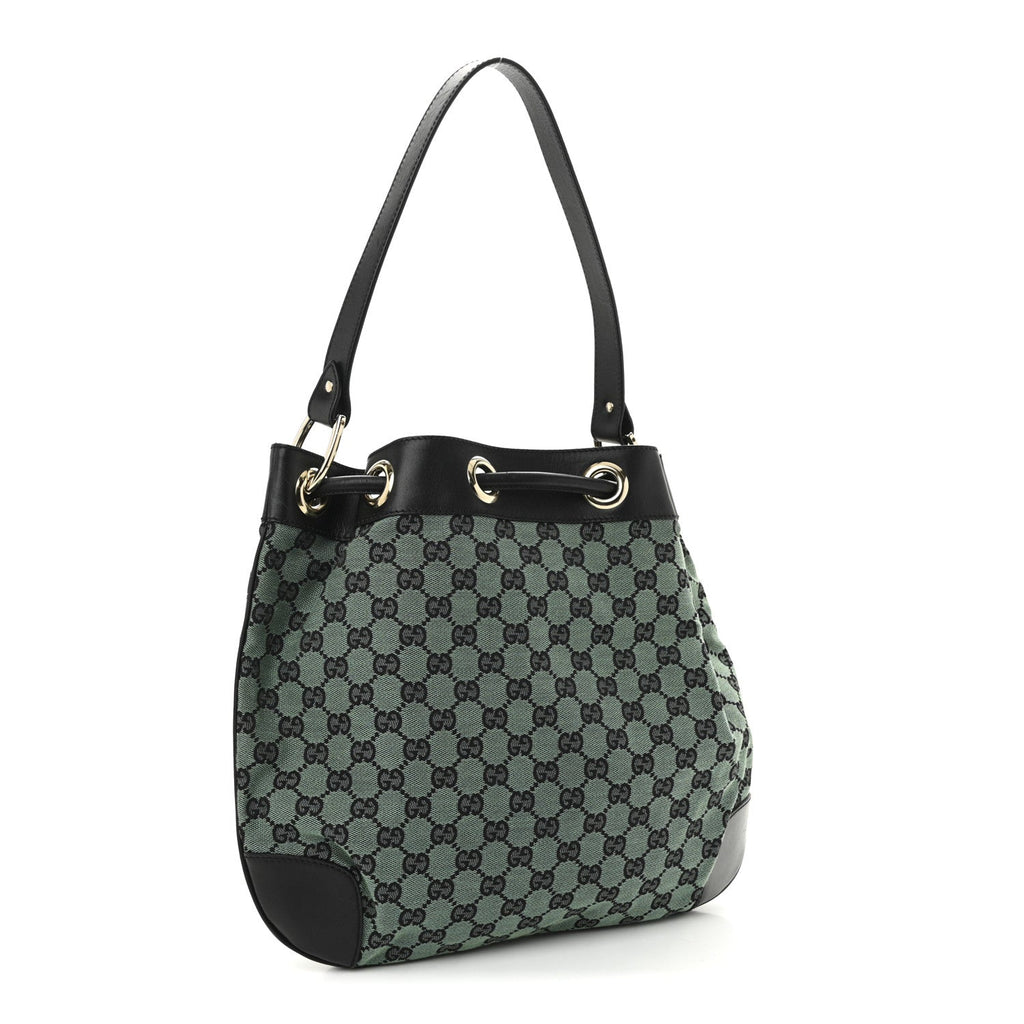 Gucci Monogram Drawstring Shoulder Bag Green