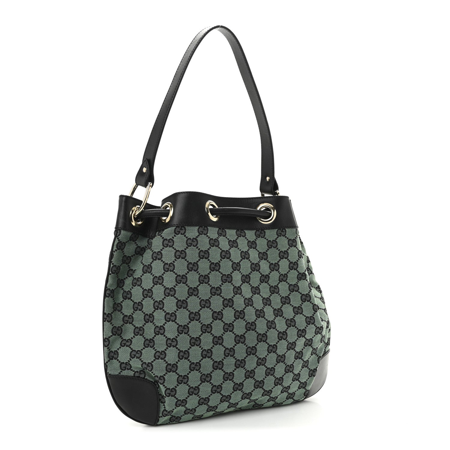 Gucci Monogram Drawstring Shoulder Bag Green
