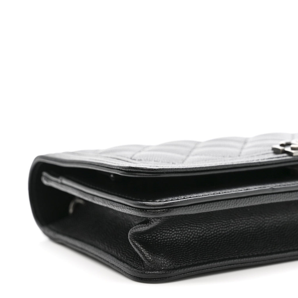 Chanel Caviar Quilted Boy Wallet On Chain WOC Black