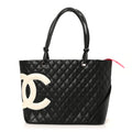 Chanel Calfskin Quilted Large Cambon Tote Black White