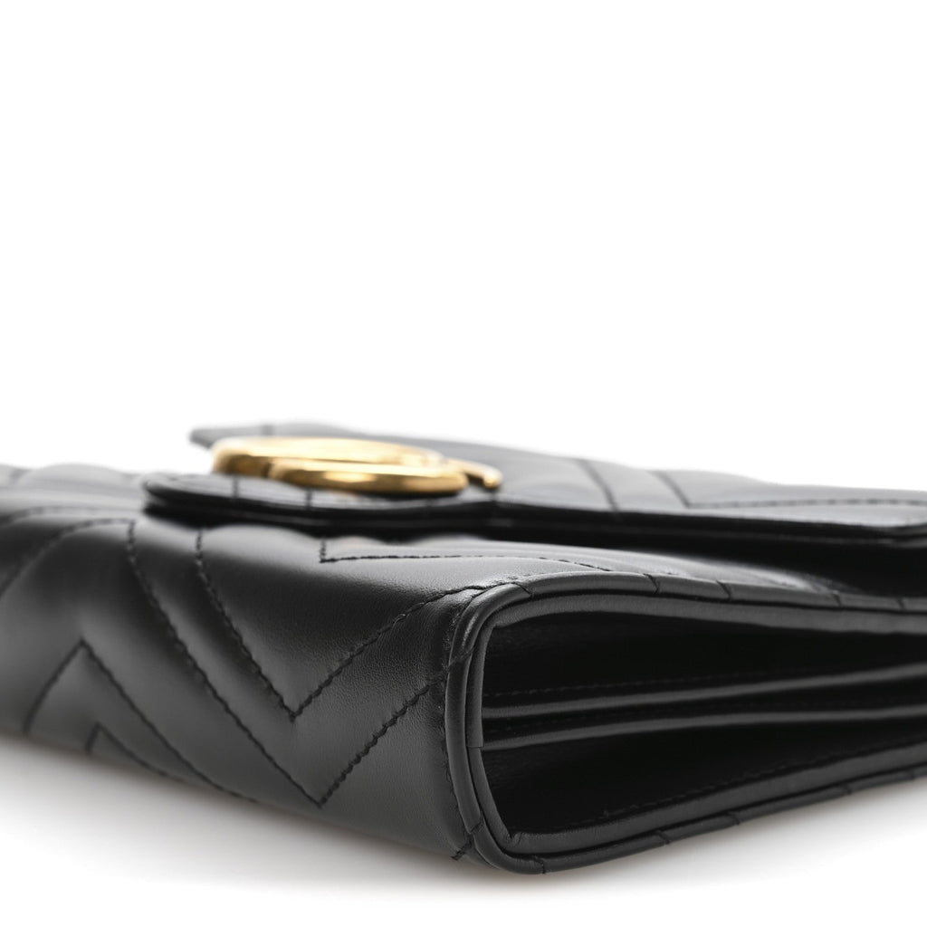 Gucci Calfskin Matelasse GG Marmont Chain Wallet Black