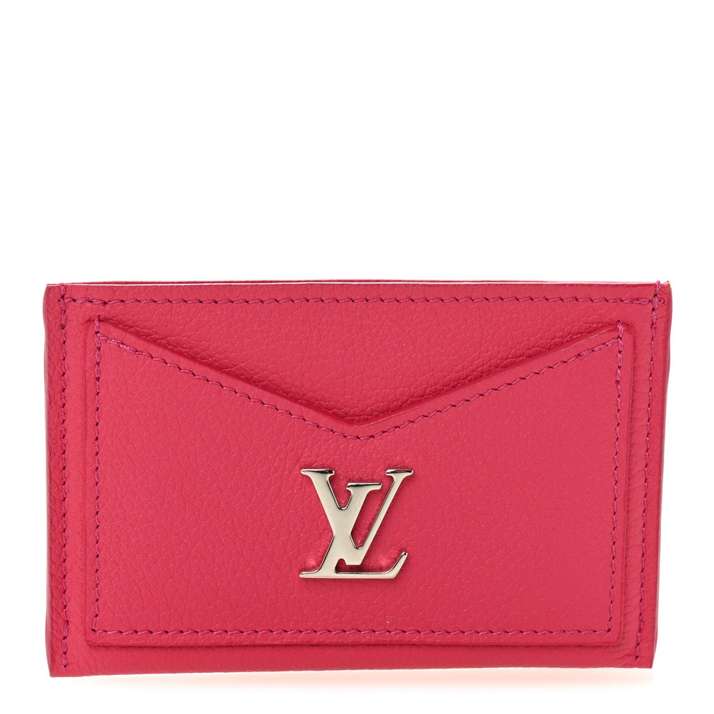 Louis Vuitton Calfskin Lockme Card Holder Hot Pink