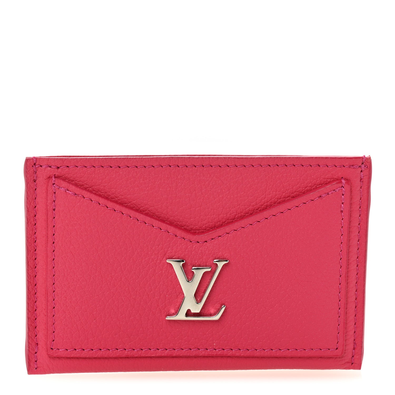 Louis Vuitton Calfskin Lockme Card Holder Hot Pink