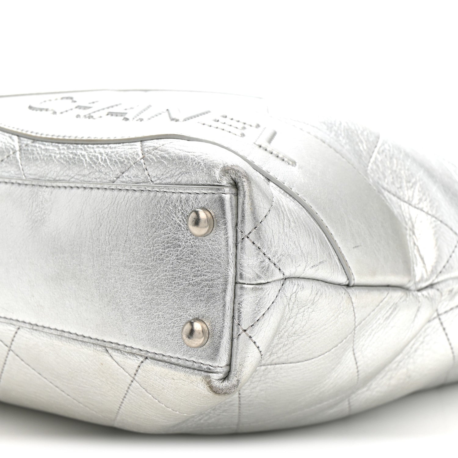 Chanel Metallic Calfskin Stitched CC Club Monaco Tote Silver