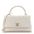Chanel Iridescent Caviar Quilted Small Coco Handle Flap White