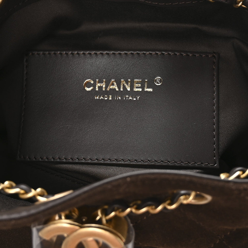 Chanel Suede Quilted Mini Chanel 25 Handbag Dark Brown