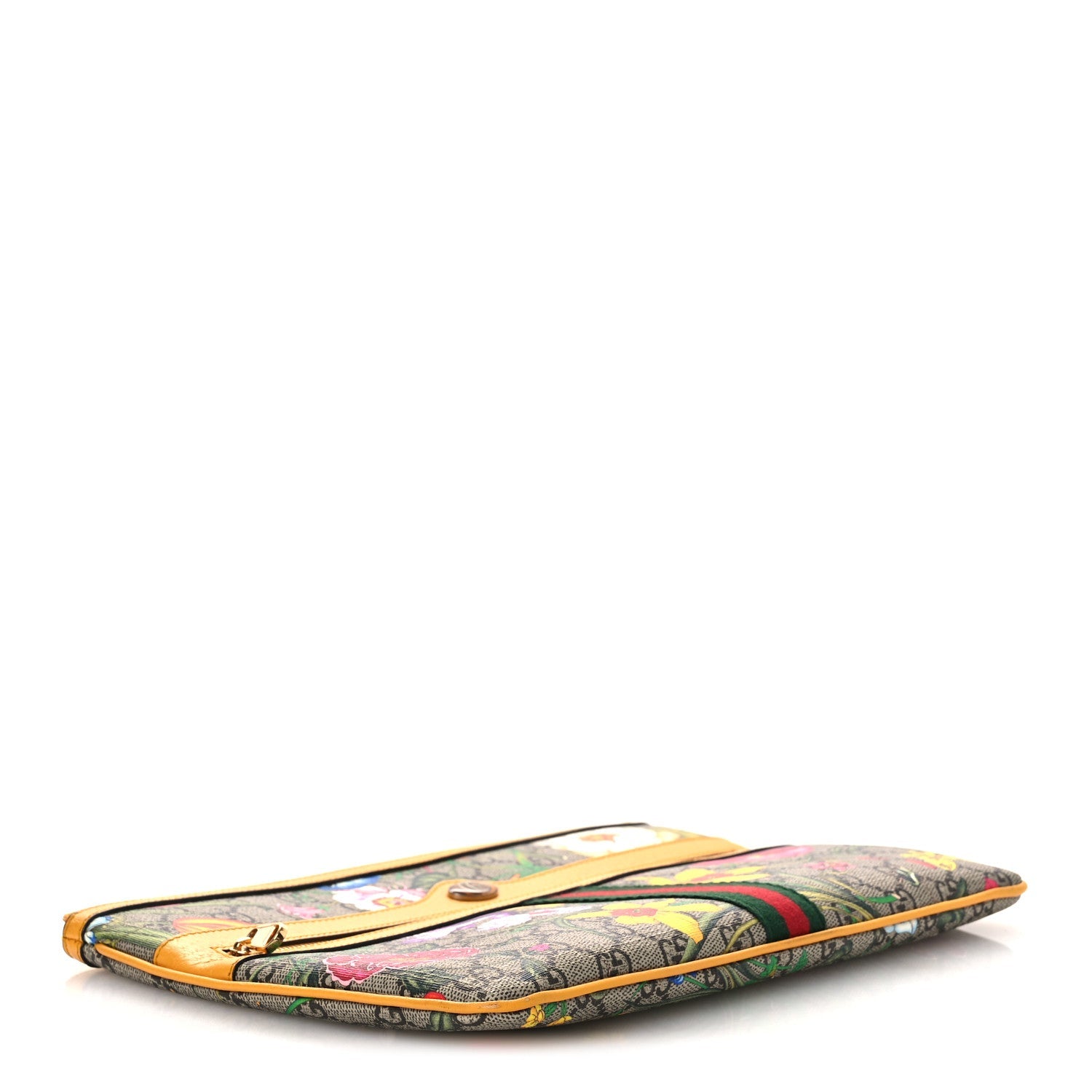 Gucci GG Supreme Monogram Flora Large Ophidia Pouch Clutch Beige Multicolor Crop
