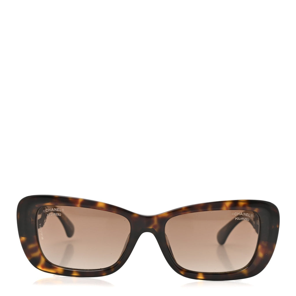 Acetate Tweed Wool CC Rectangle Sunglasses 5514 Tortoise