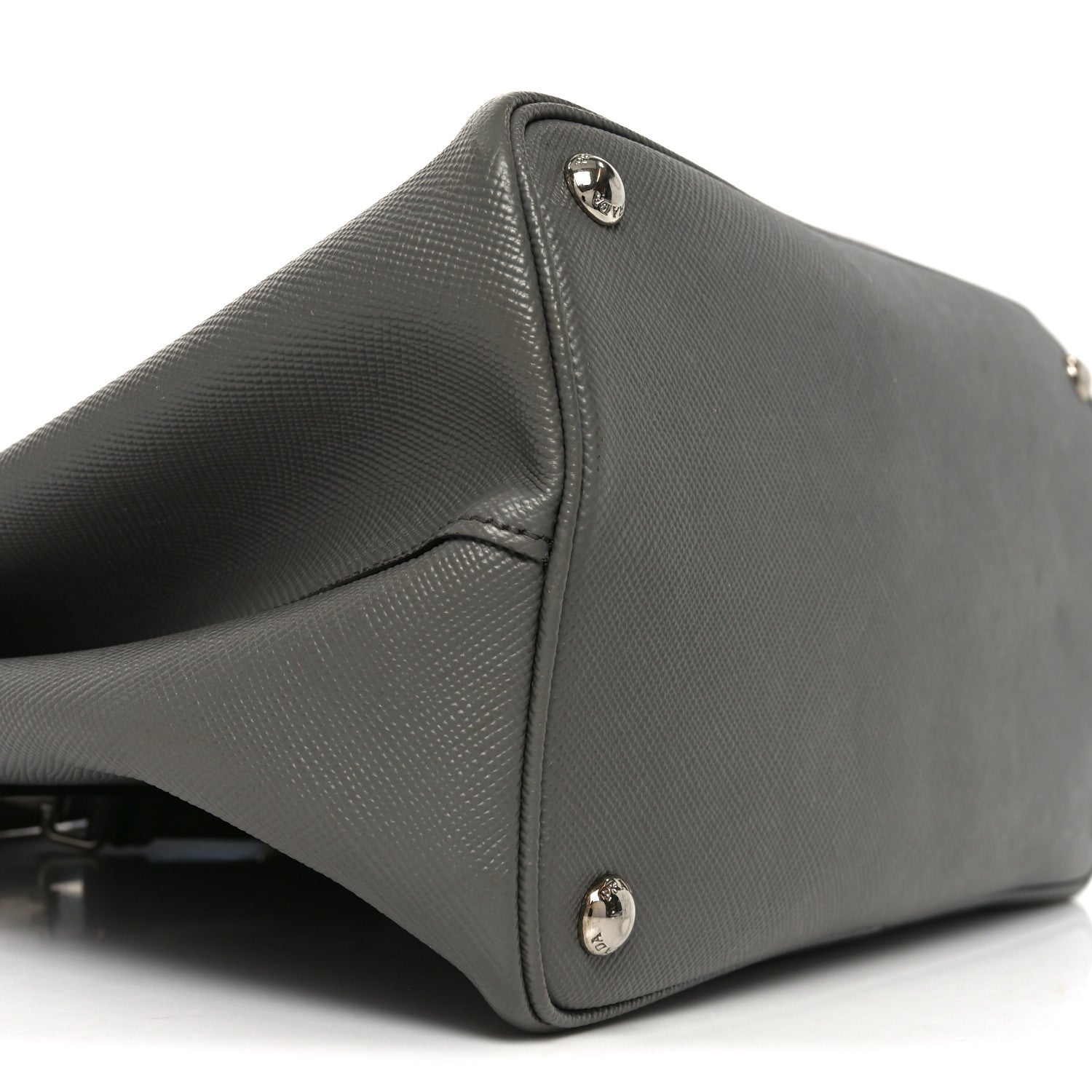 Prada Saffiano Cuir Convertible Top Handle Tote Marmo