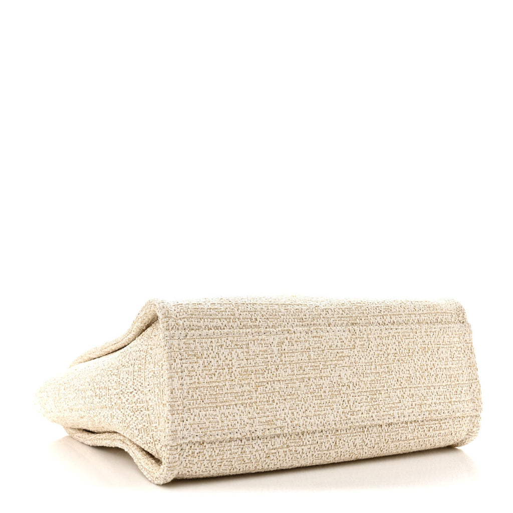 Chanel Lurex Boucle Mini Deauville Tote White