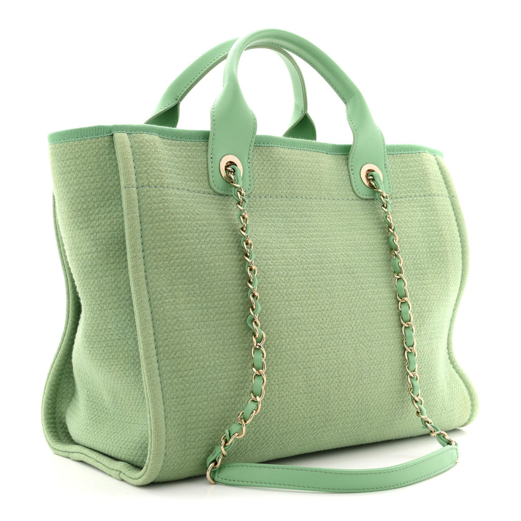 Chanel Mixed Fibers Small Deauville Tote Green