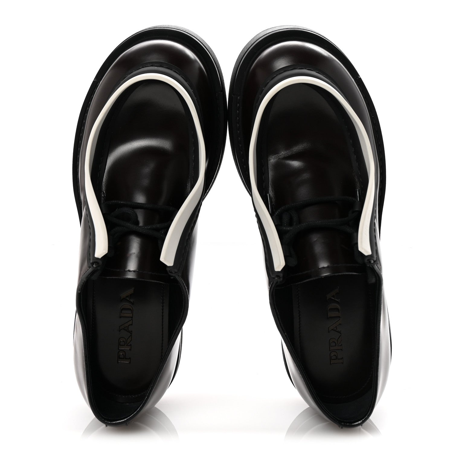 Prada Spazzolato Rois Monolith 55mm Derby Loafers 8 Dark Brown Black