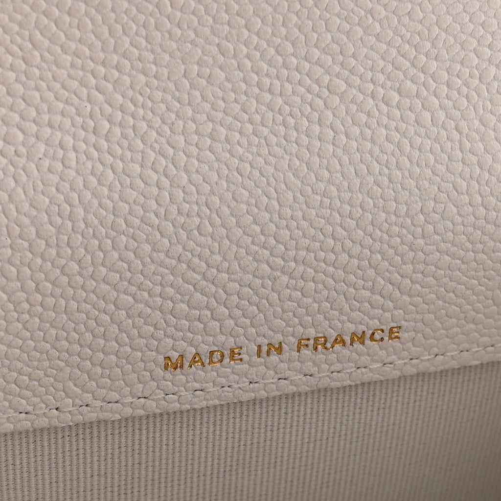 Caviar Quilted Flap Card Holder Wallet White