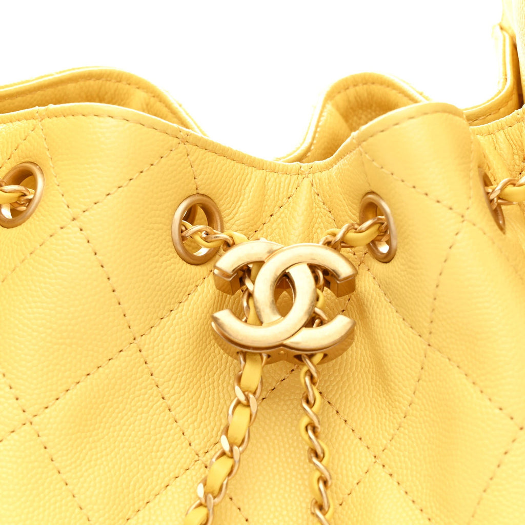 Chanel Caviar Quilted Small Chanel 25 Handbag Light Yellow