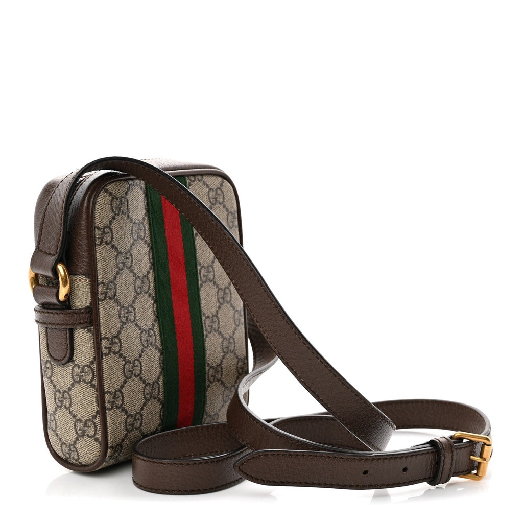 Gucci GG Supreme Monogram Web Mini Ophidia Messenger Brown