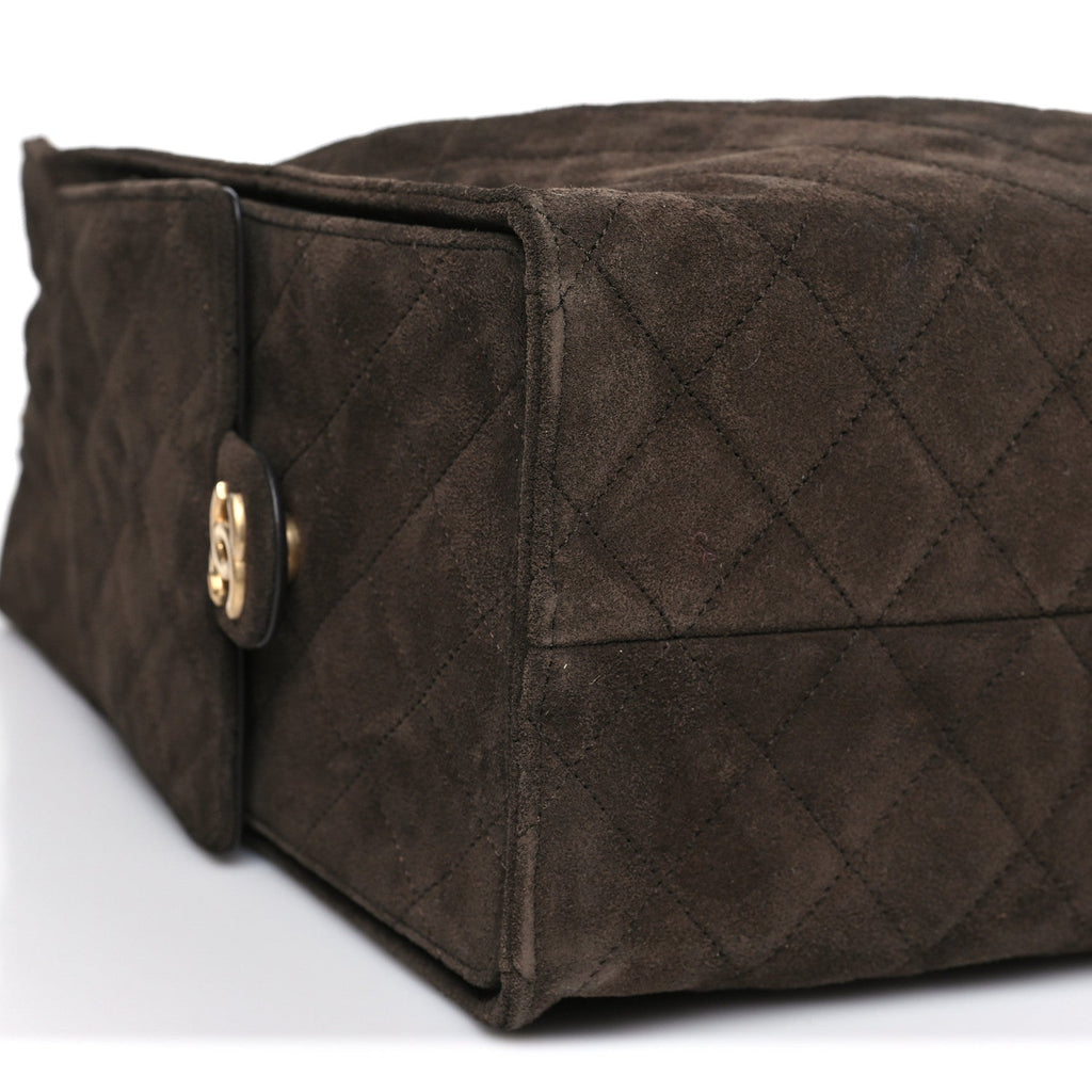 Chanel Suede Quilted Medium Chanel 25 Handbag Dark Brown