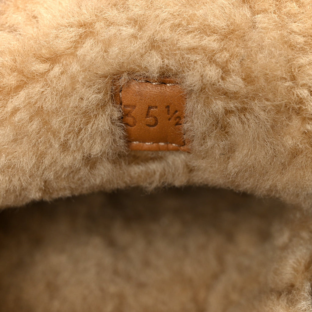 Gucci Covered Wool GG Monogram Womens Fria Horsebit Loafers 35.5 Beige Ebony Black Butterscotch