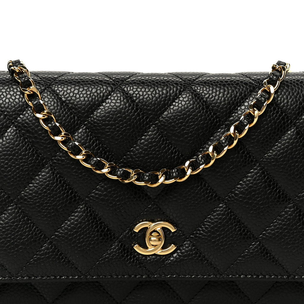 Chanel Caviar Quilted CC Turnlock Wallet On Chain WOC Black