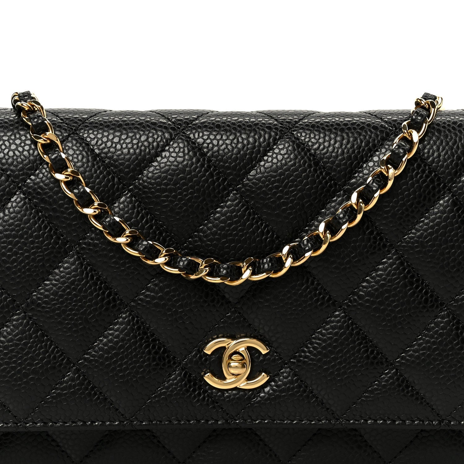 Chanel Caviar Quilted CC Turnlock Wallet On Chain WOC Black