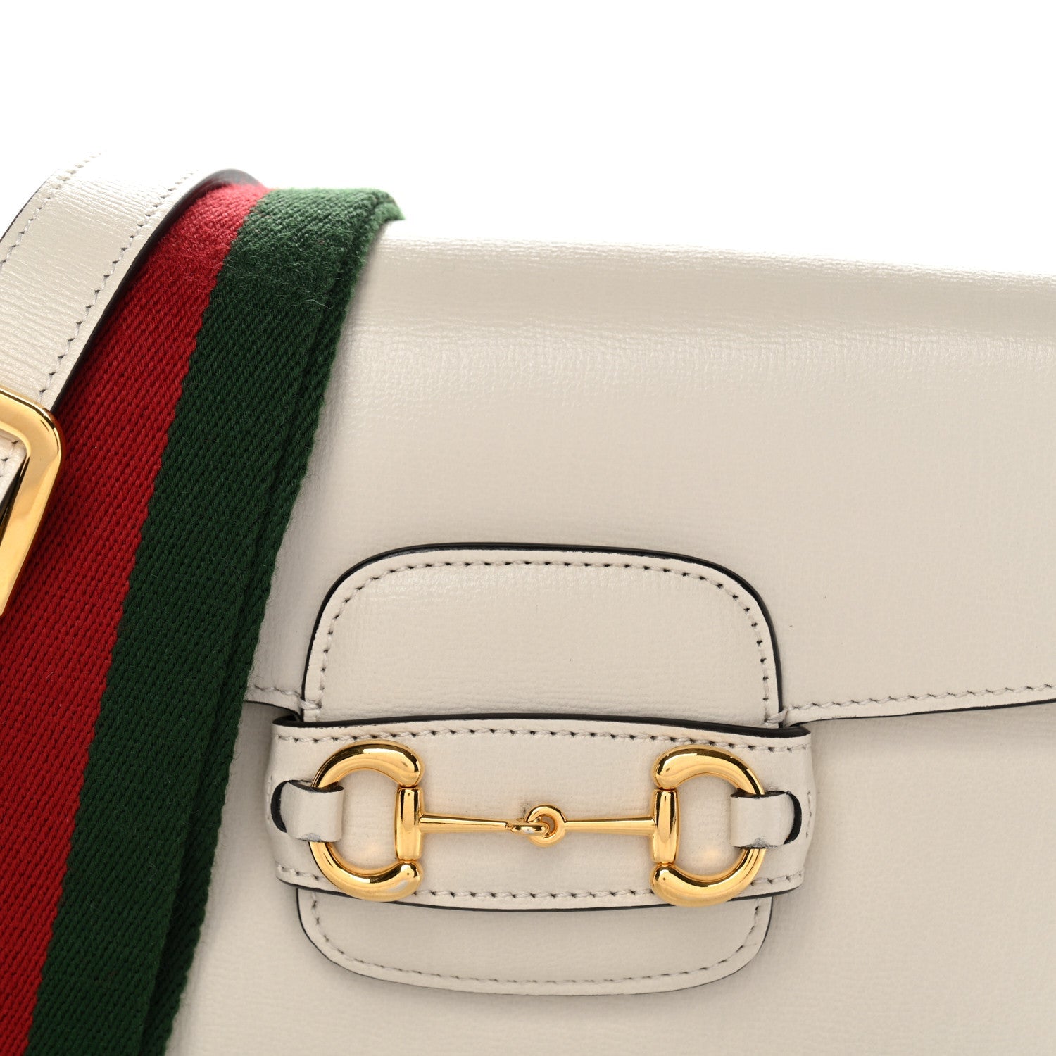Gucci Azalea Calfskin Web Mini Horsebit 1955 Shoulder Bag Mystic White
