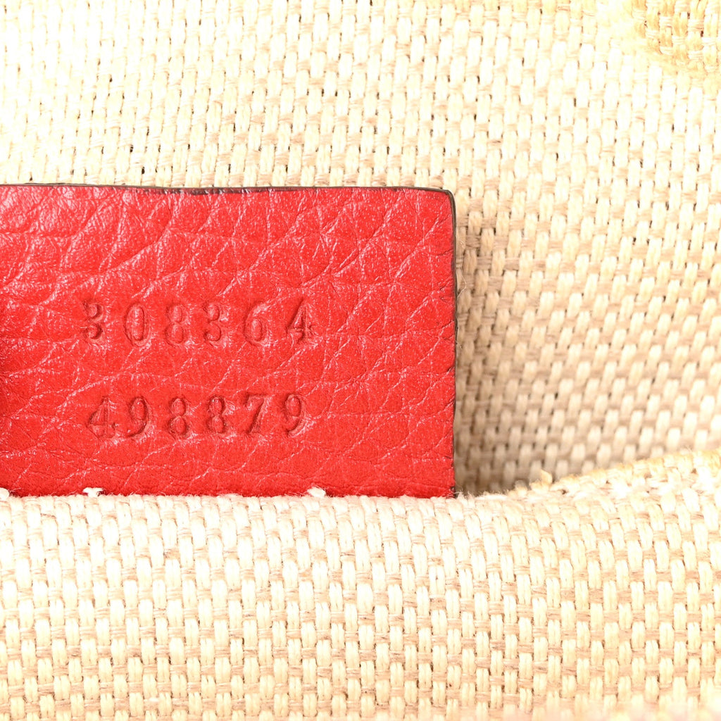 Gucci Pebbled Calfskin Small Soho Disco Bag Tabasco Red