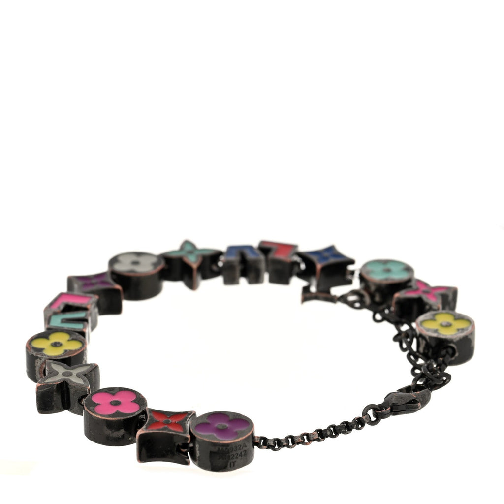 Louis Vuitton Metal Enamel Monogram Party Bracelet Black Multicolor