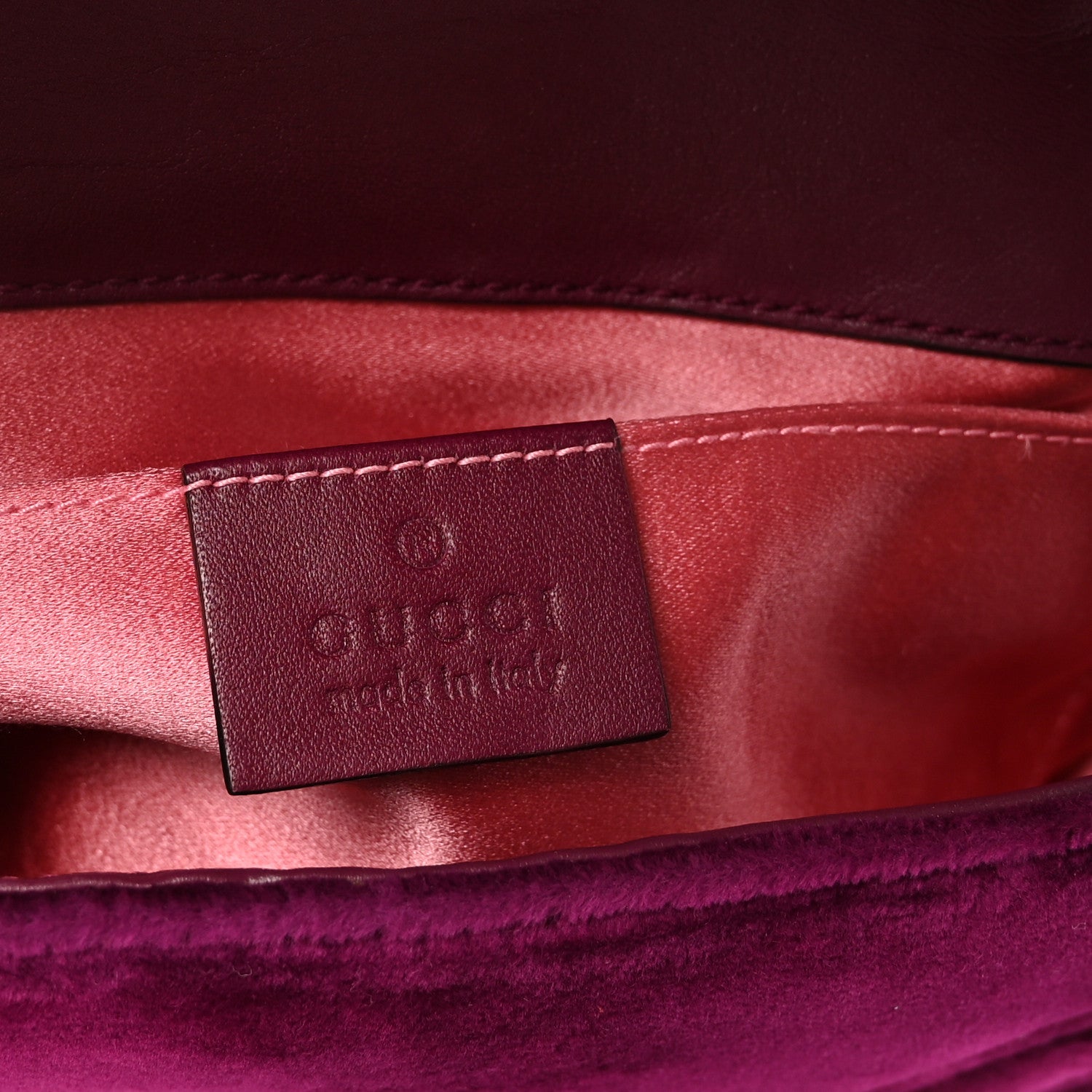 Gucci Velvet Matelasse Mini GG Marmont Shoulder Bag Fuchsia Violet Cyclamen
