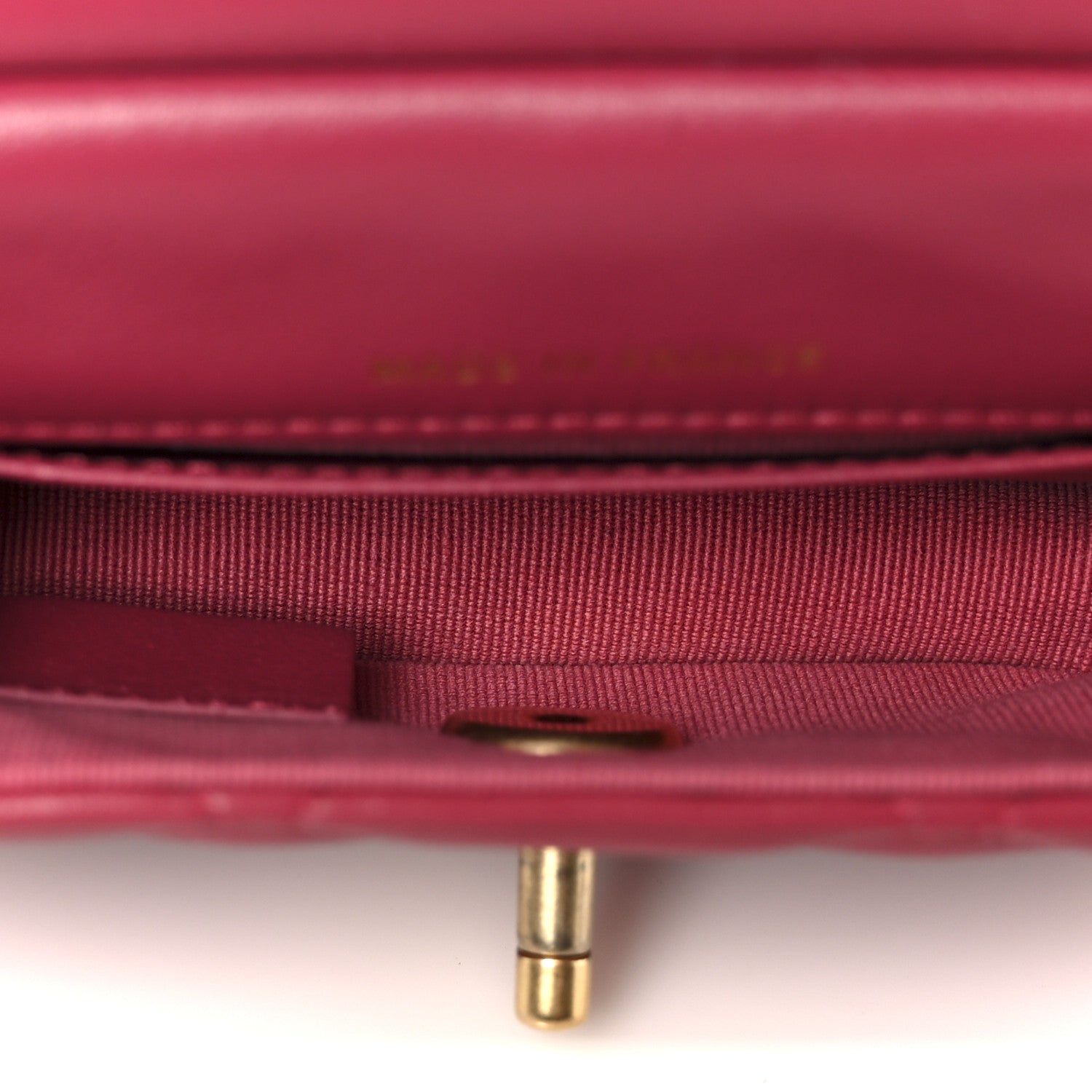 Chanel Calfskin Quilted Lady Handle Flap Card Holder With Chain Dark Pink