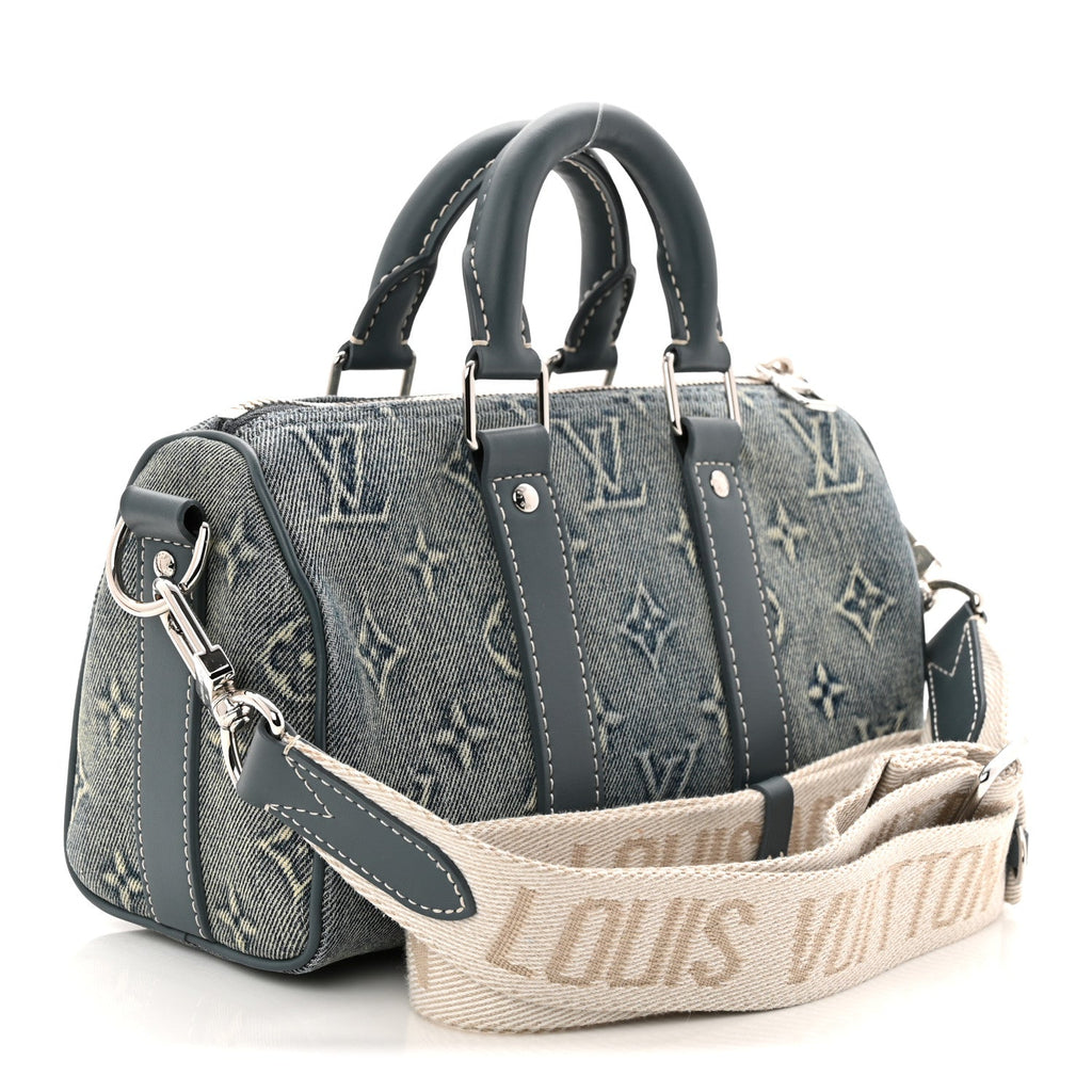 Louis Vuitton Monogram Washed Denim Keepall Bandouliere 25