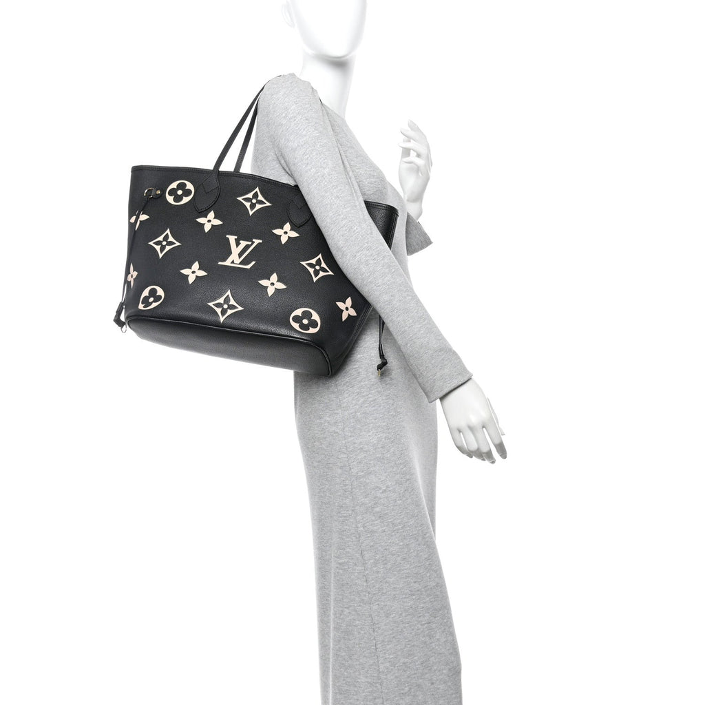 Louis Vuitton Empreinte Monogram Giant Neverfull MM Black Beige
