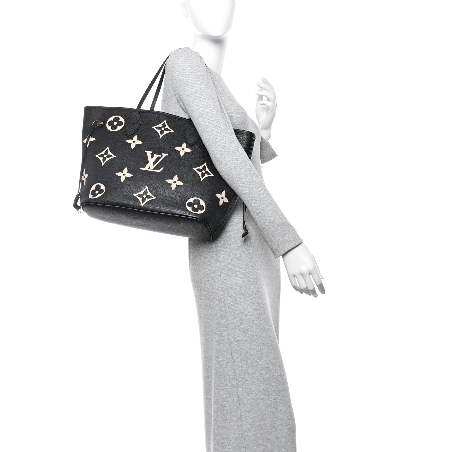 Louis Vuitton Empreinte Monogram Giant Neverfull MM Black Beige