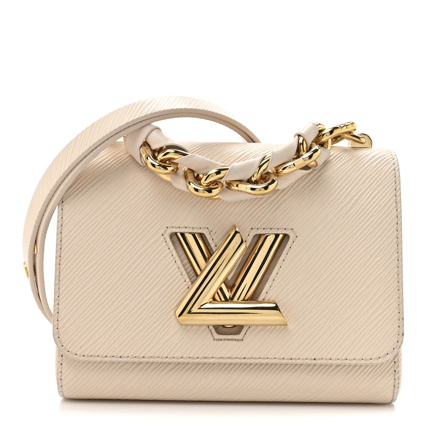 Louis Vuitton Epi Twist Braided Chain Shoulder Bag PM Quartz White
