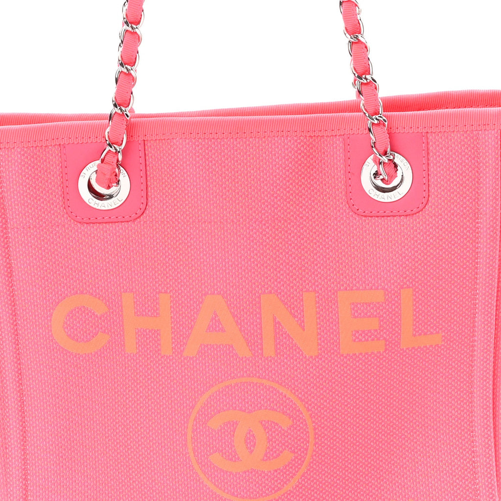 Chanel Canvas Mini Deauville Tote Pink Orange