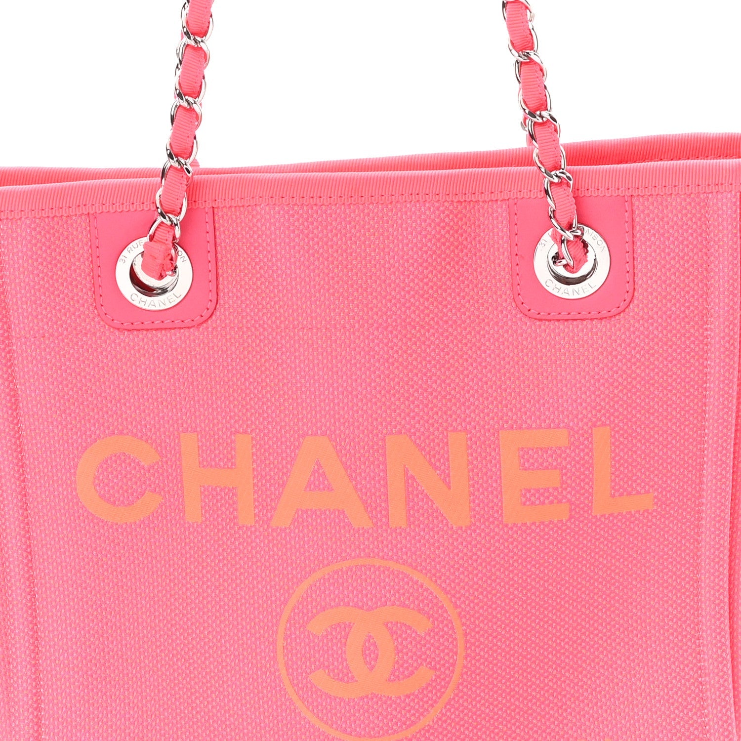 Chanel Canvas Mini Deauville Tote Pink Orange