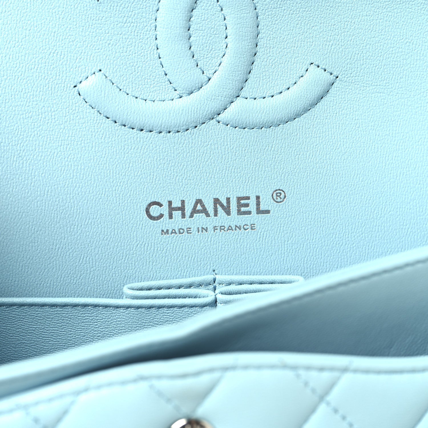 Chanel Lambskin Quilted Medium Double Flap Light Blue
