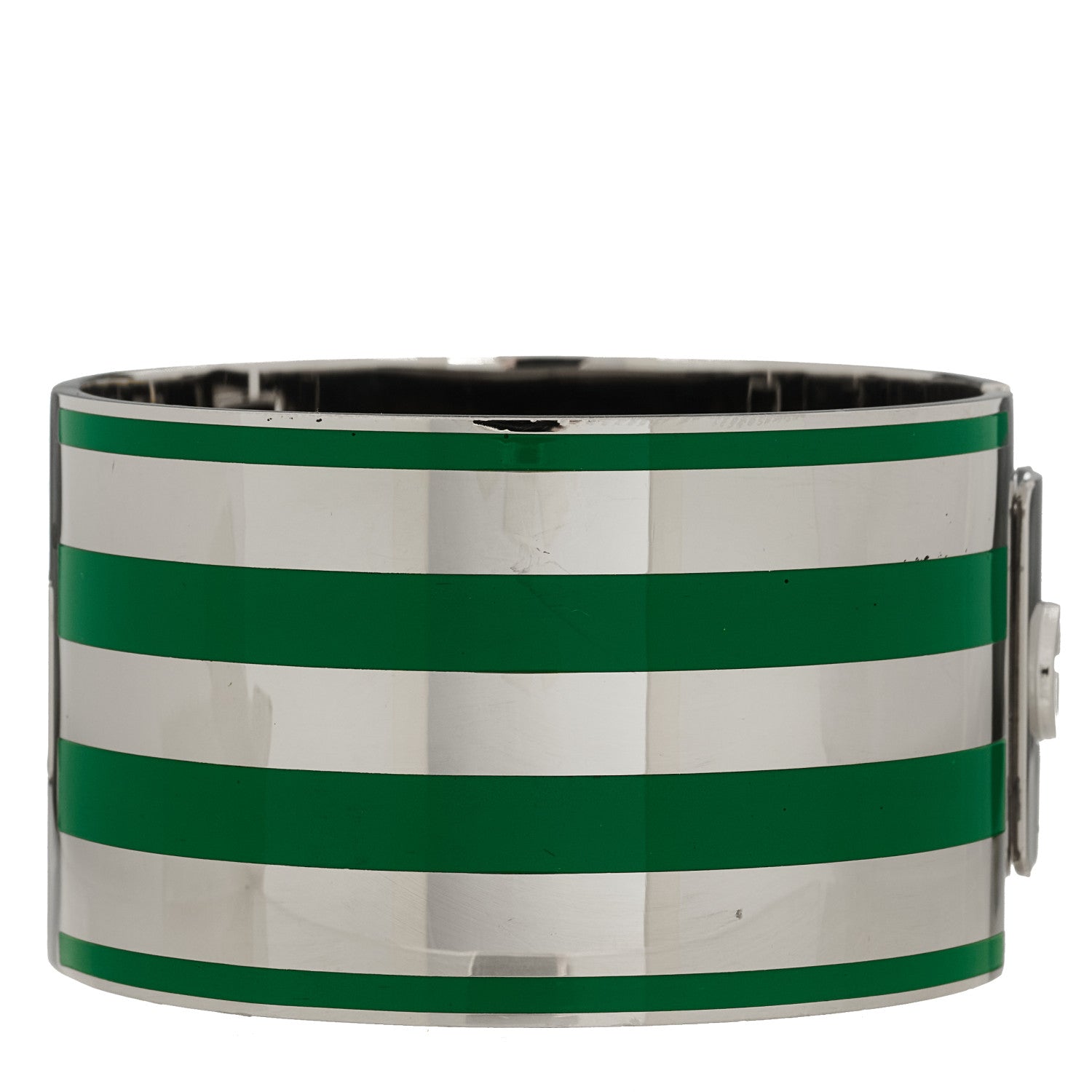 Gucci X ADIDAS Metal Enamel Cuff Bracelet S Silver Green