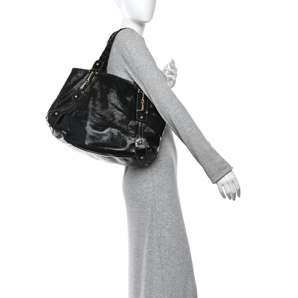 Gucci Patent Medium Pelham Shoulder Bag Black