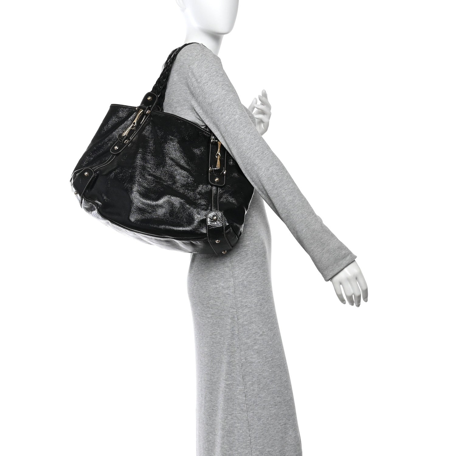 Gucci Patent Medium Pelham Shoulder Bag Black