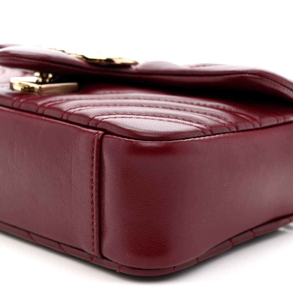 Gucci Lambskin Matelasse Small GG Marmont Shoulder Bag Rosso Ancora