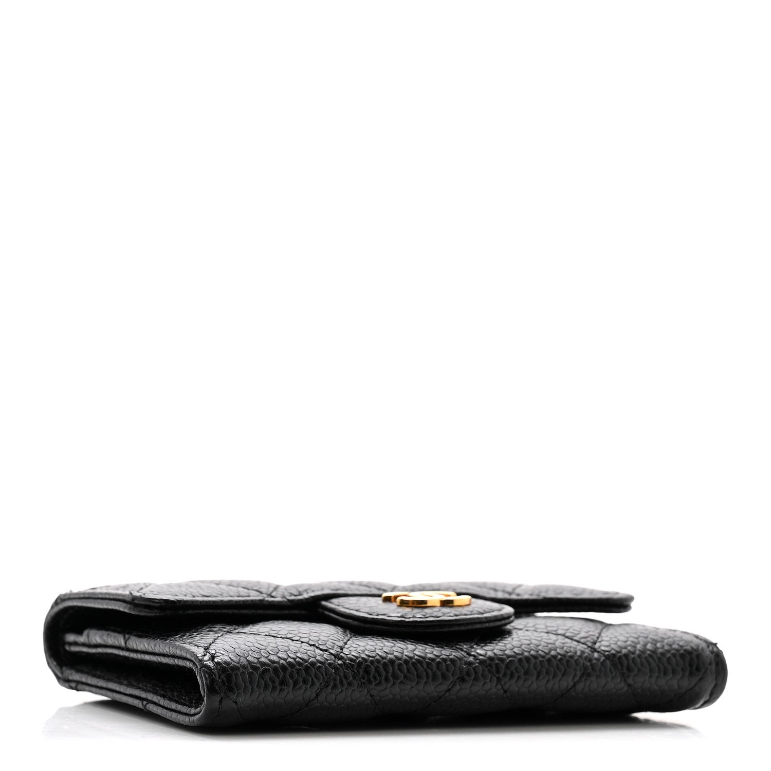 Caviar Quilted Flap Card Holder Black