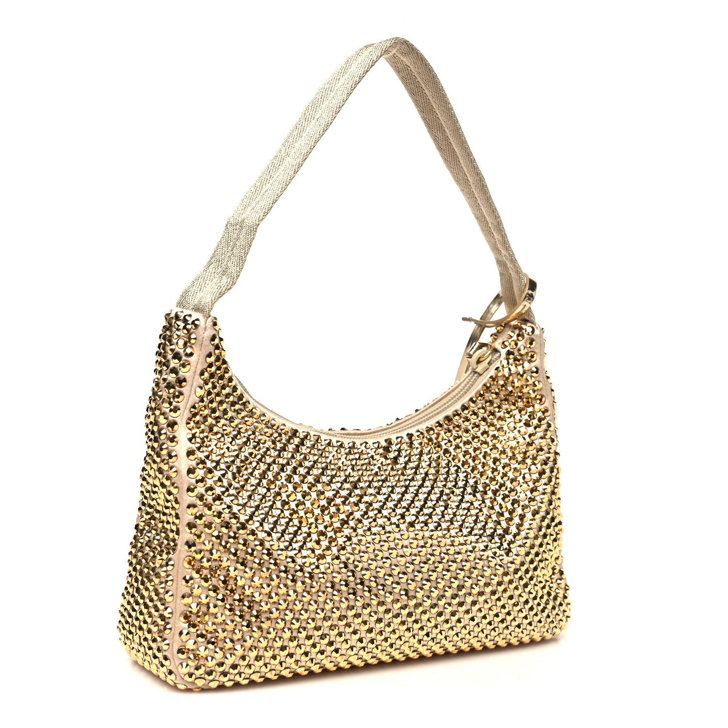 Prada Satin Crystal Mini Re-Edition 2000 Bag Platino