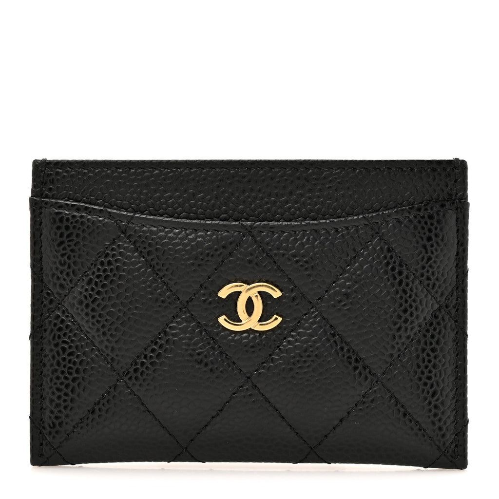 Caviar Quilted Card Holder Black