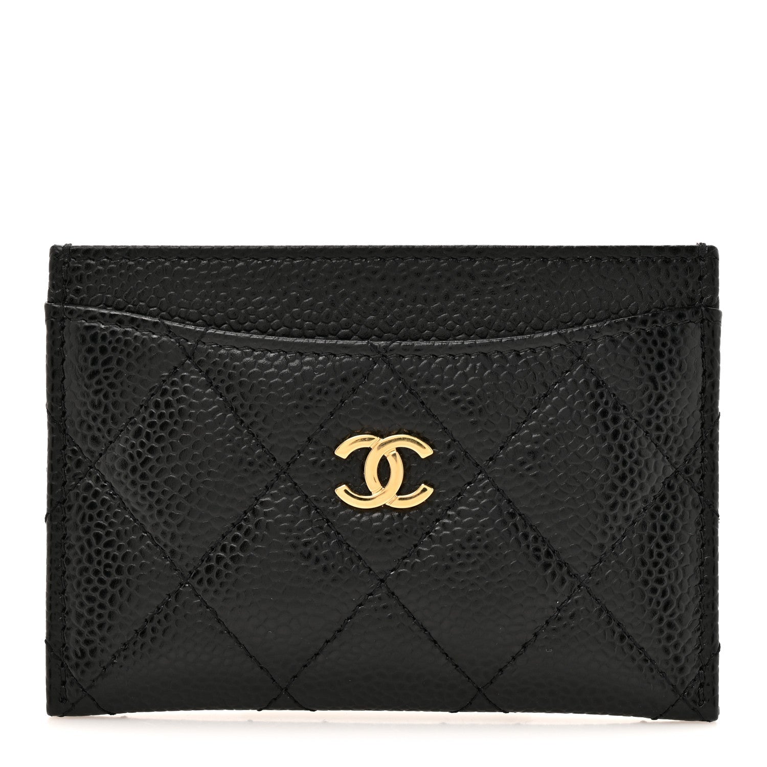Caviar Quilted Card Holder Black